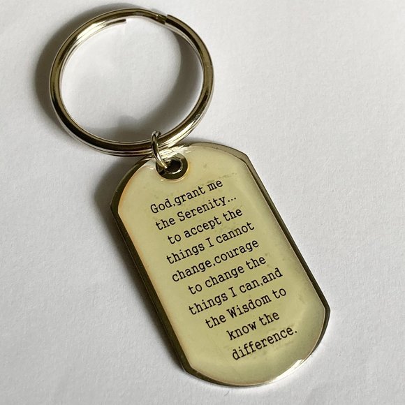 Serenity Prayer Keychain Keyring Stainless Steel Acrylic Alcoholics Anonymous AA - Picture 5 of 8